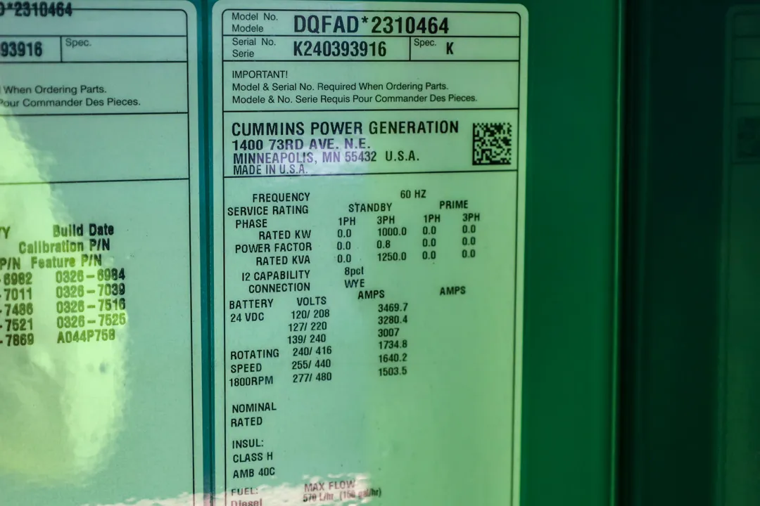 1000kW Cummins Diesel Generator Set #090354 - Image 6