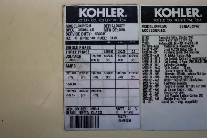 1000kW Kohler/Rehlko Diesel Generator Set #090624 - Image 6
