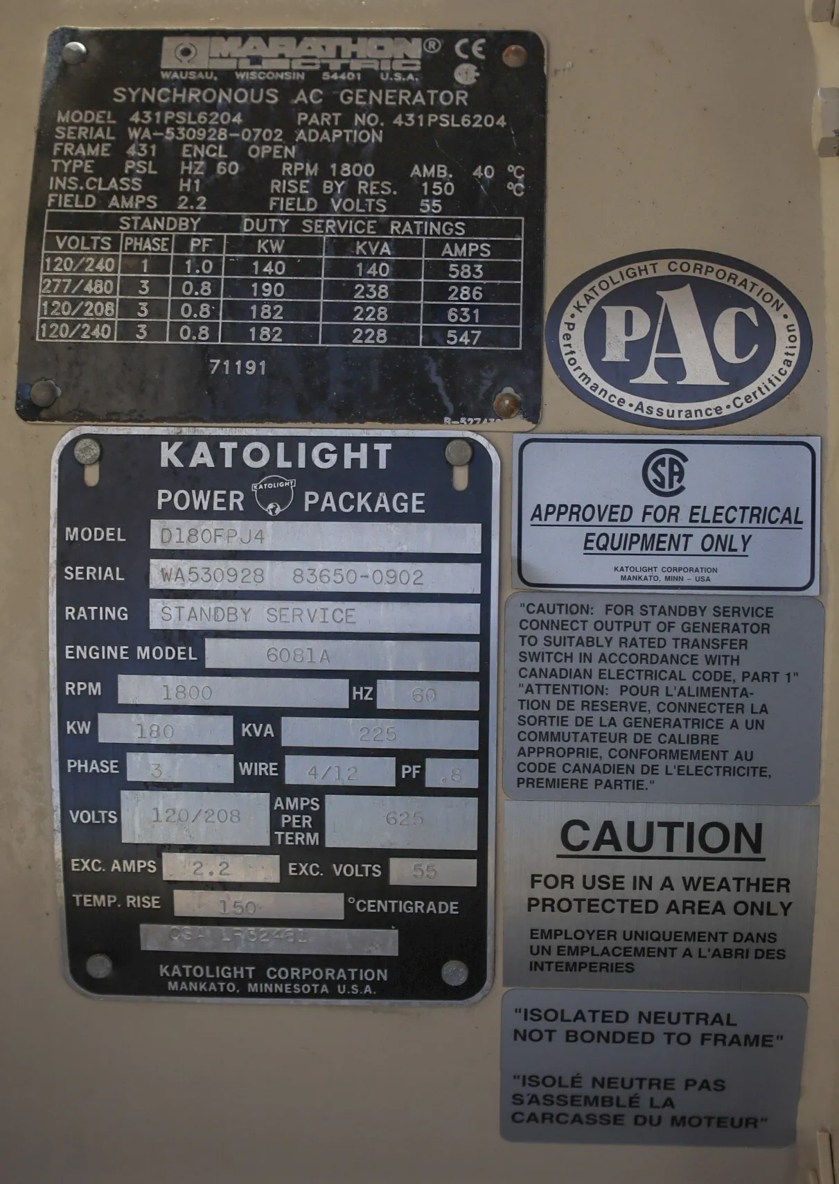 180kW Katolight Diesel Generator Set #092717 - Image 6