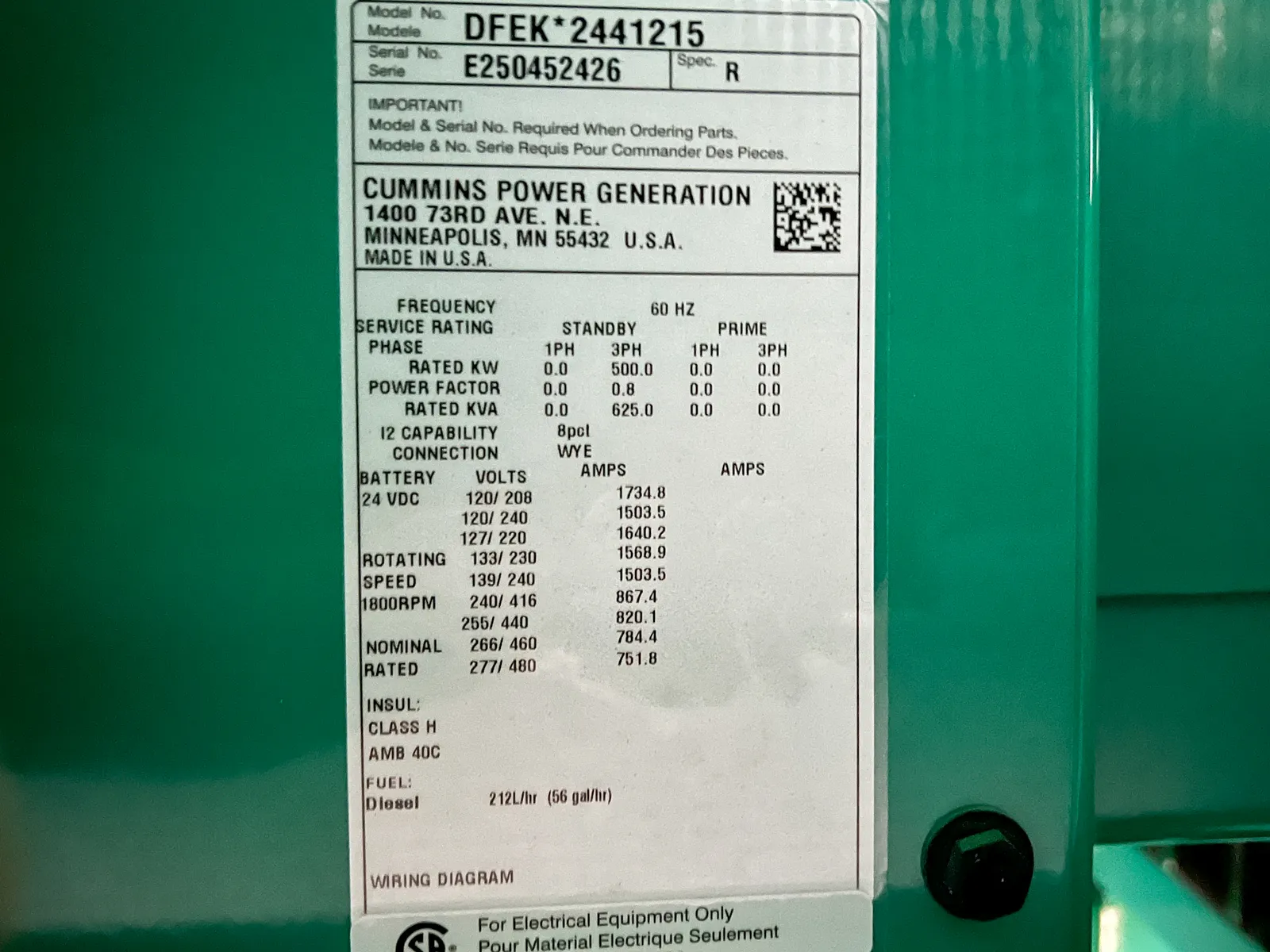 500kW Cummins Diesel Generator Set #091495 - Image 6