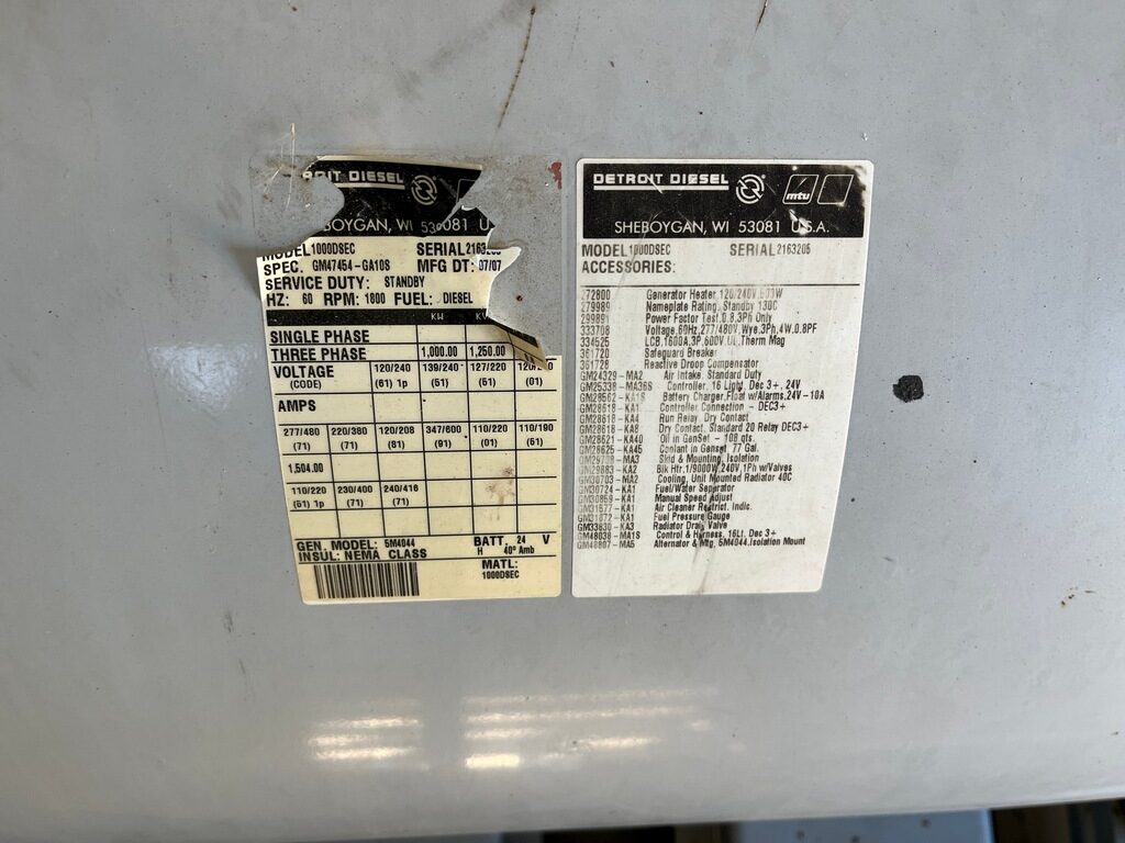 Used MTU 1000DSEC Generator Set – Tier 2 - Image 29